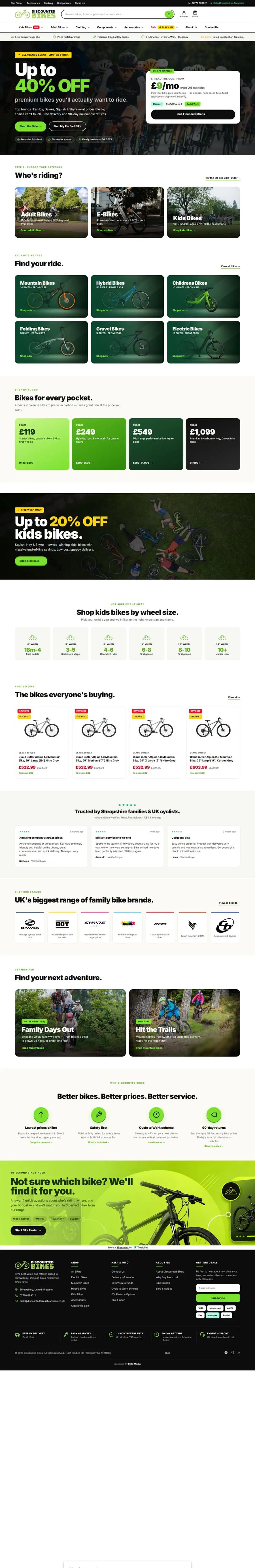 The Discounted Bikes homepage