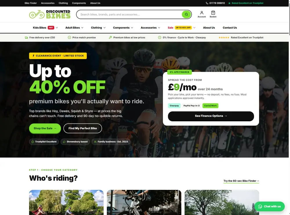 Discounted Bikes website