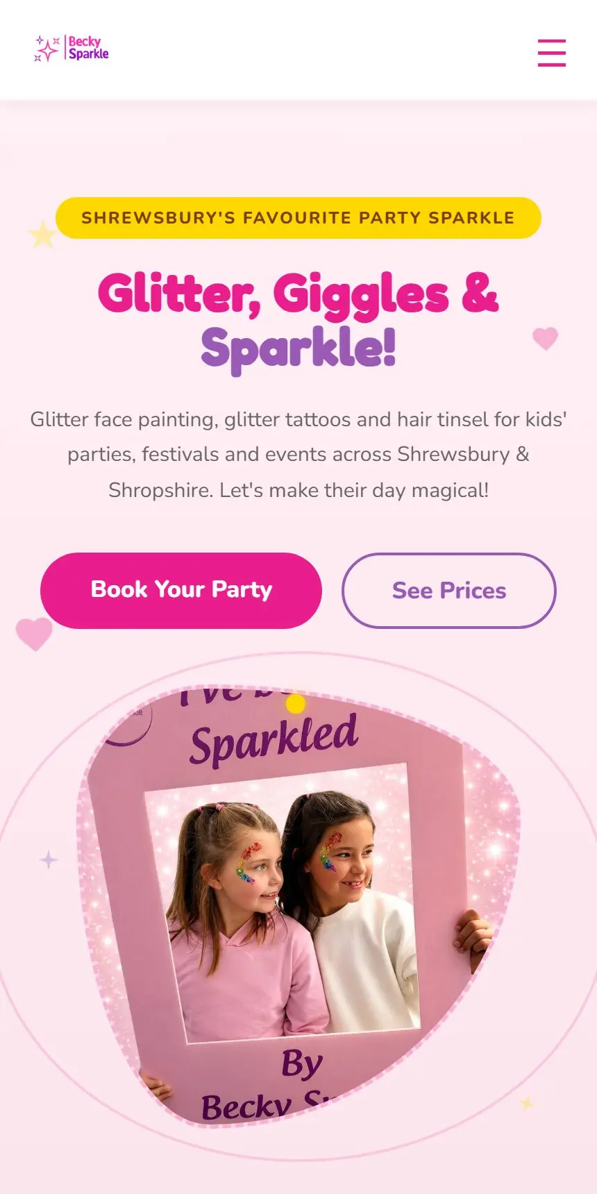 The Becky Sparkle mobile site