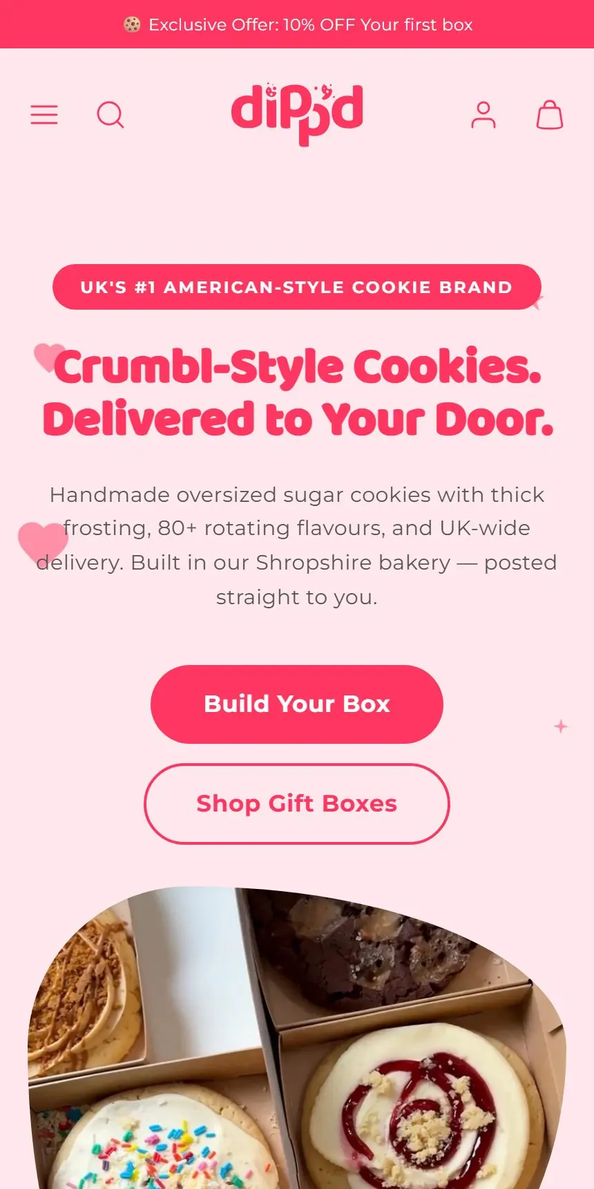 The Dipp'd site on mobile