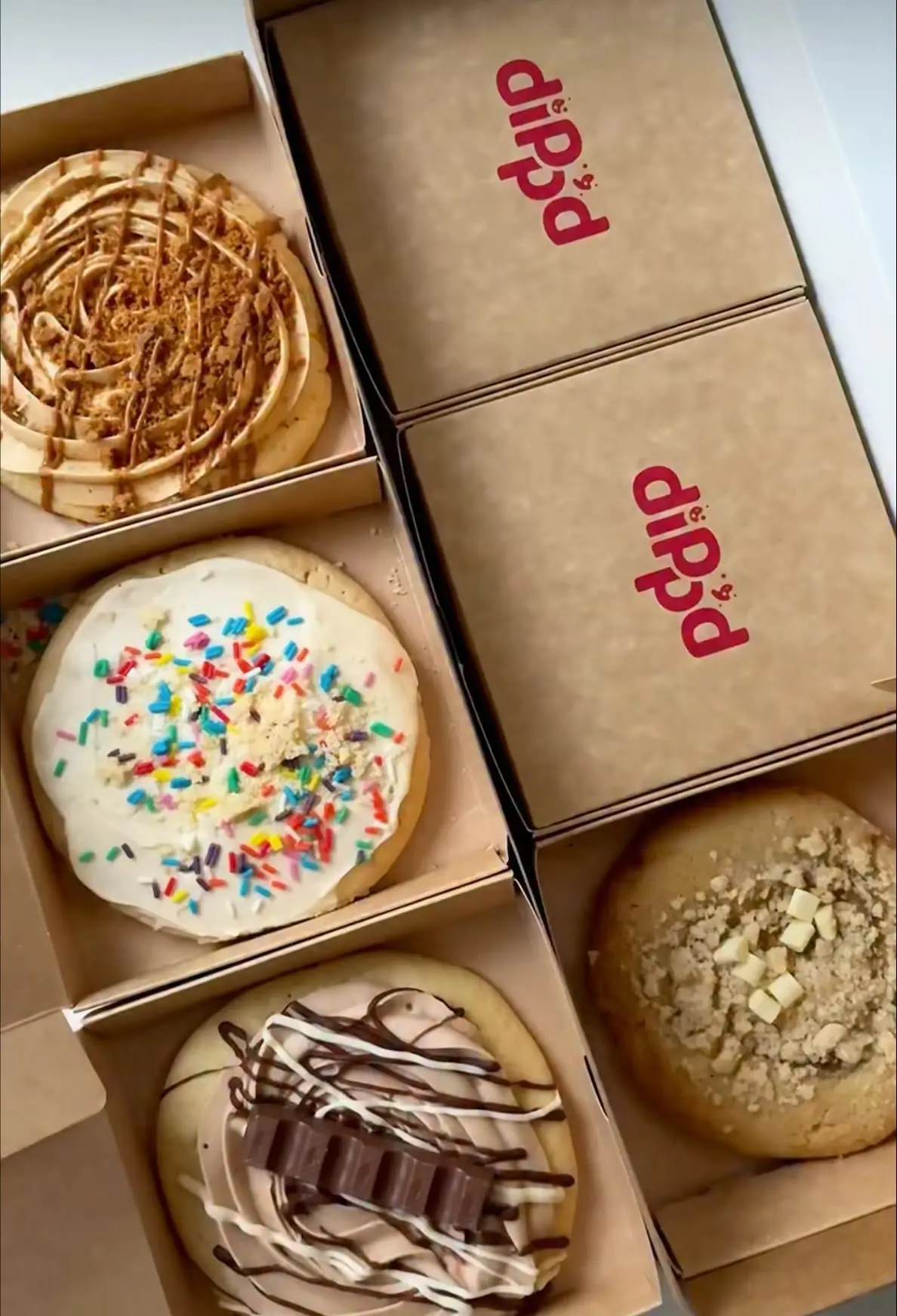 Open Dipp'd cookie boxes packed and ready to post