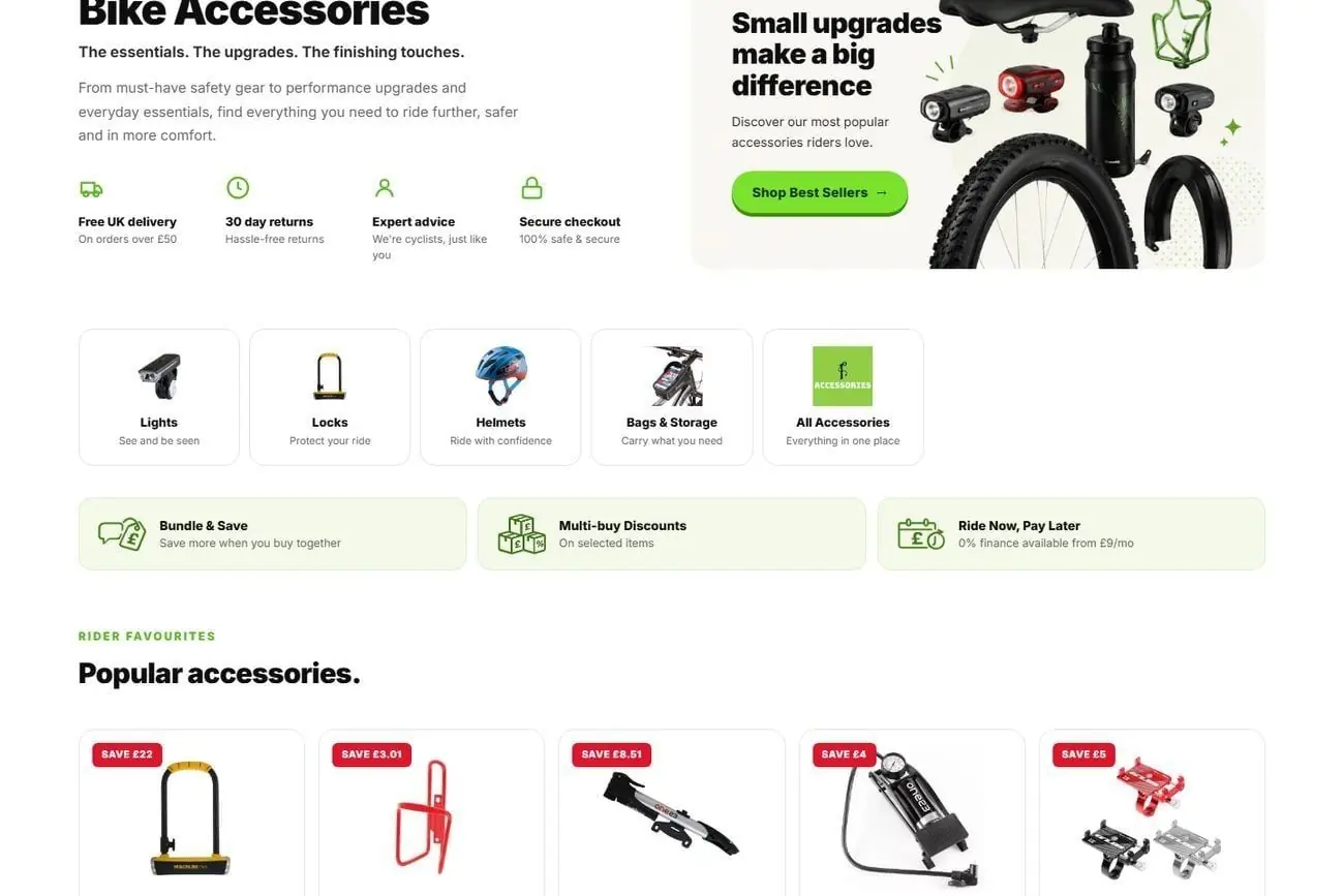 The Bike Accessories page
