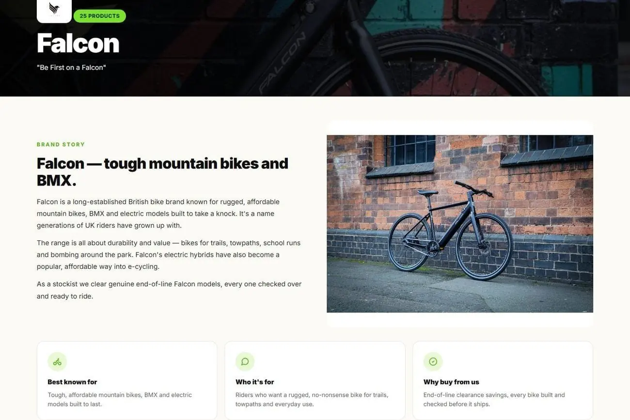 The Falcon brand page