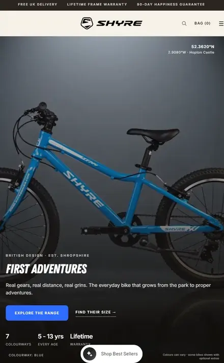 Shyre Bikes store on mobile